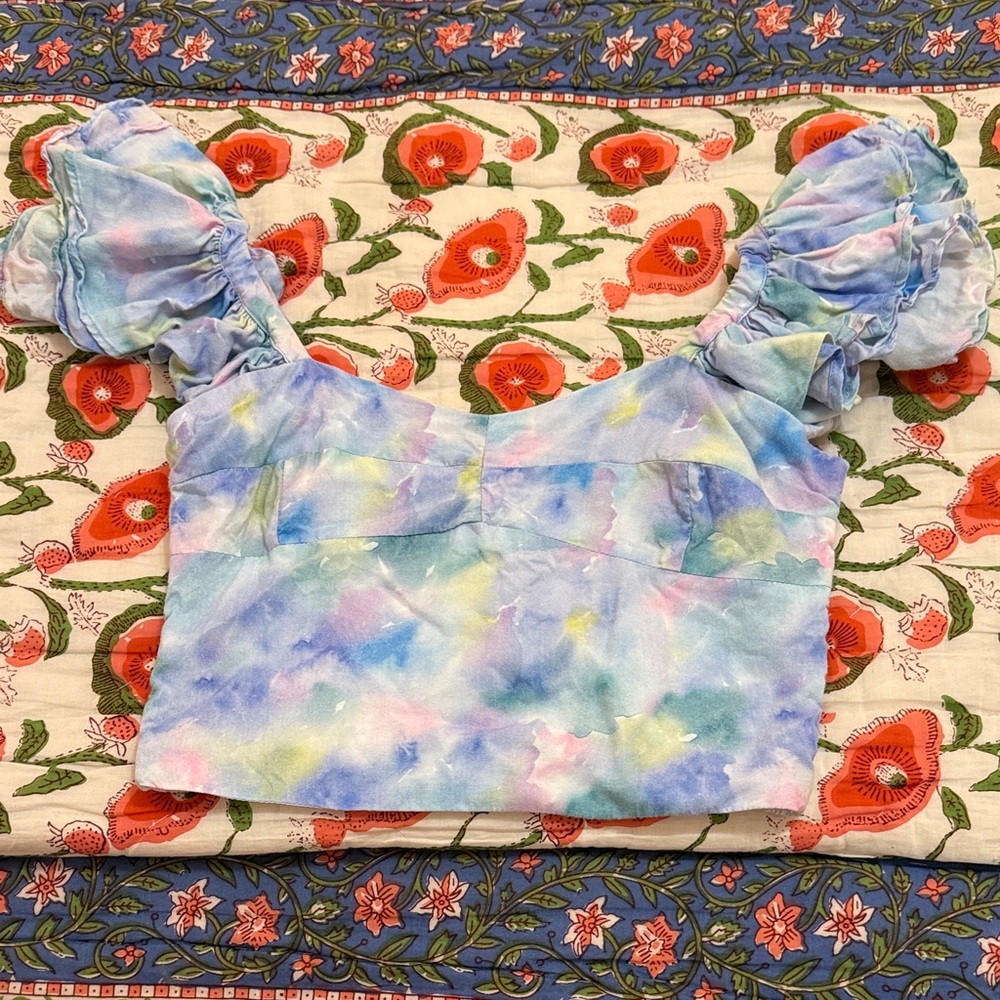 Colorful Puff Sleeve Women's Top